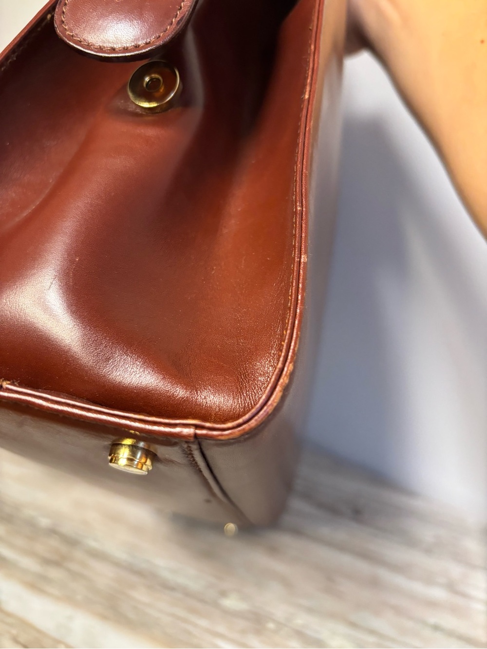 Vintage Salvatore Ferragamo Brown Leather Gancini Dome Satchel Crossbody Bag - Picture 12 of 15